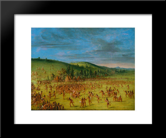 Ball-Play Of The Choctaw--Ball Up 20x24 Black Modern Wood Framed Art Print Poster by Catlin, George