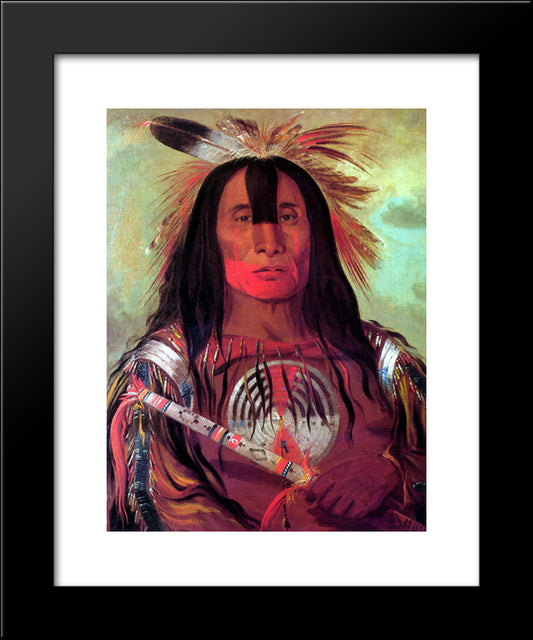 Buffalo Bull'S Back Fat (Stu-Mick-O-Socks) Head Chief Of The Blood Tribe (Blackfoot) 20x24 Black Modern Wood Framed Art Print Poster by Catlin, George