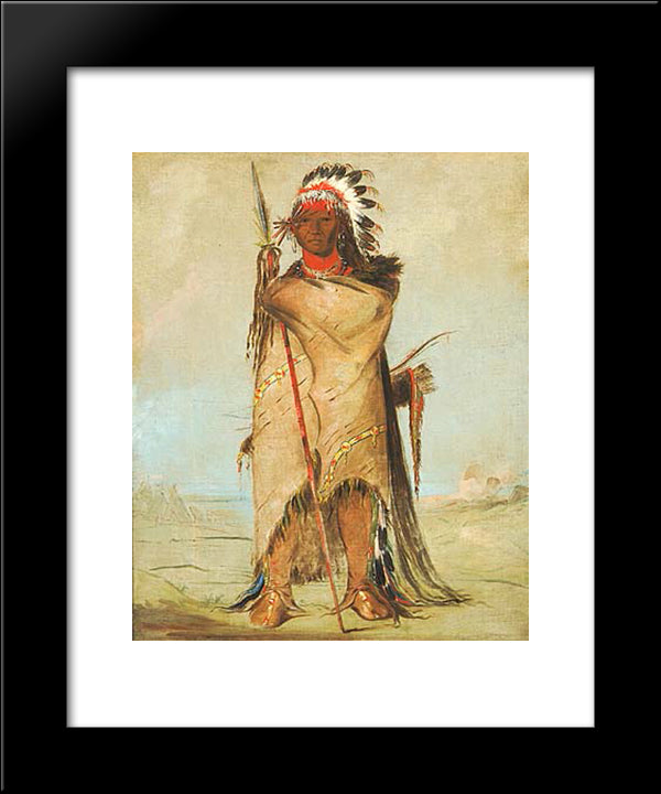 Ho-Ra-To-A, A Brave, Fort Union (Crowapsaalooke) 20x24 Black Modern Wood Framed Art Print Poster by Catlin, George