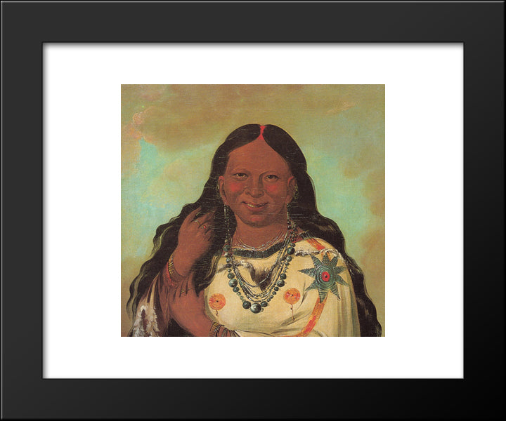 Kei-A-Gis-Gis, A Woman Of The Plains Ojibwa 20x24 Black Modern Wood Framed Art Print Poster by Catlin, George