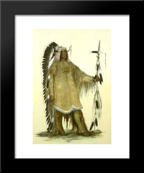 Mah-To-Toh-Pe (Four Bears, Mandan Chief) 20x24 Black Modern Wood Framed Art Print Poster by Catlin, George