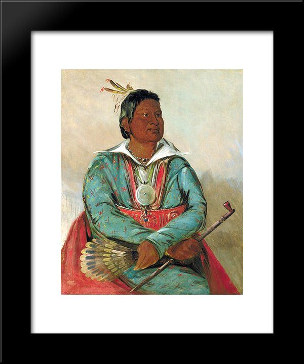 Mo-Sho-La-Tob-Bee, He Who Puts Out And Kills, Chief Of The Tribe 20x24 Black Modern Wood Framed Art Print Poster by Catlin, George