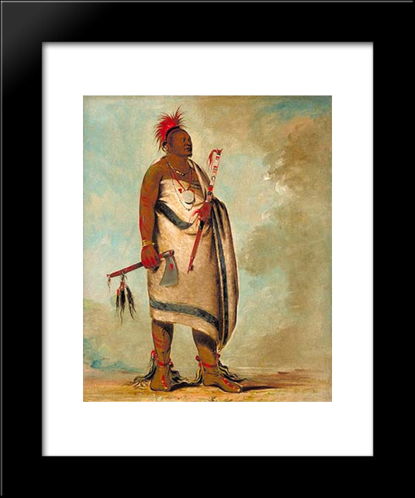 Shonka Sabe (Black Dog). Chief Of The Hunkah Division Of The Osage Tribe 20x24 Black Modern Wood Framed Art Print Poster by Catlin, George