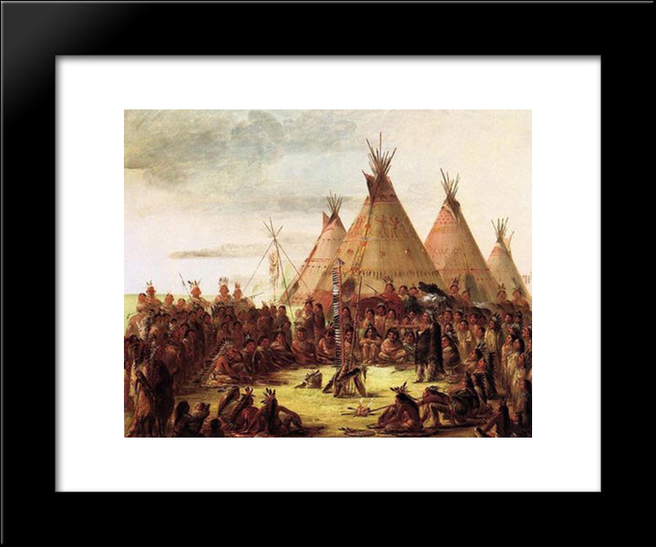 Sioux War Council 20x24 Black Modern Wood Framed Art Print Poster by Catlin, George