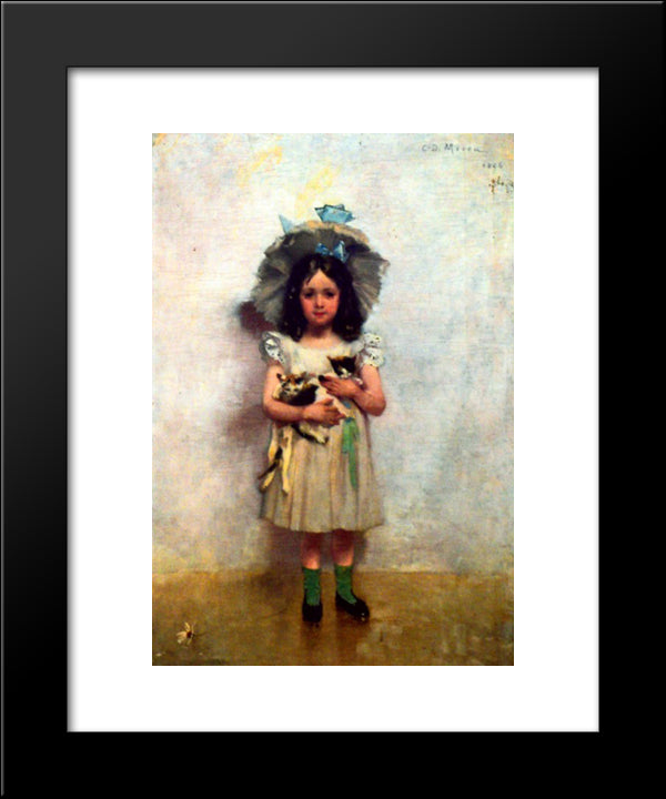 Girl With Cats 20x24 Black Modern Wood Framed Art Print Poster by Mirea, George Demetrescu