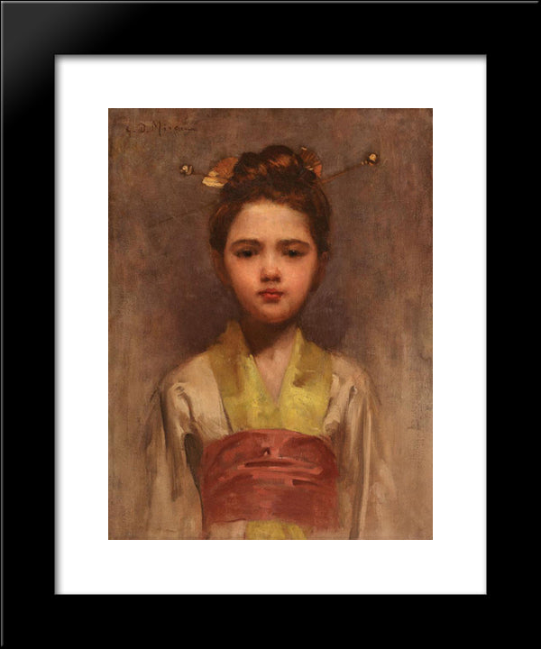 Little Japanese Girl 20x24 Black Modern Wood Framed Art Print Poster by Mirea, George Demetrescu