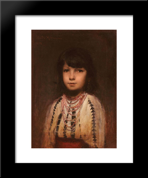 Portrait Of A Girl 20x24 Black Modern Wood Framed Art Print Poster by Mirea, George Demetrescu