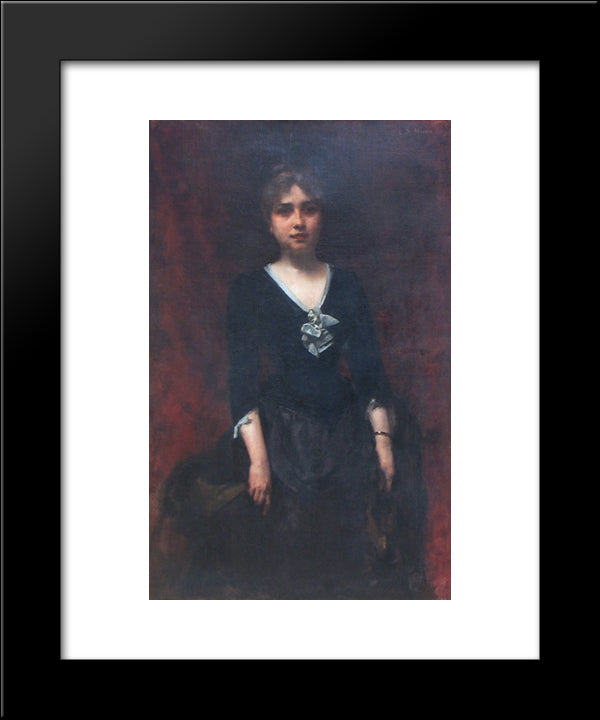 Portrait Of Mrs. Sihleanu 20x24 Black Modern Wood Framed Art Print Poster by Mirea, George Demetrescu