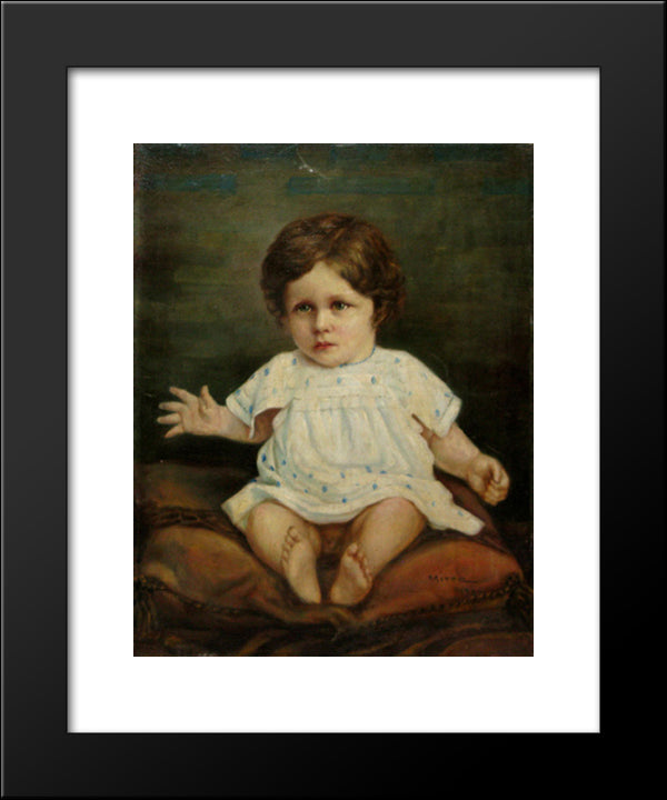 Sitting Child 20x24 Black Modern Wood Framed Art Print Poster by Mirea, George Demetrescu