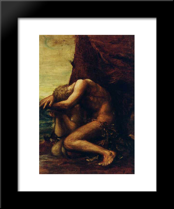 Adam And Eve 20x24 Black Modern Wood Framed Art Print Poster by Watts, George Frederick