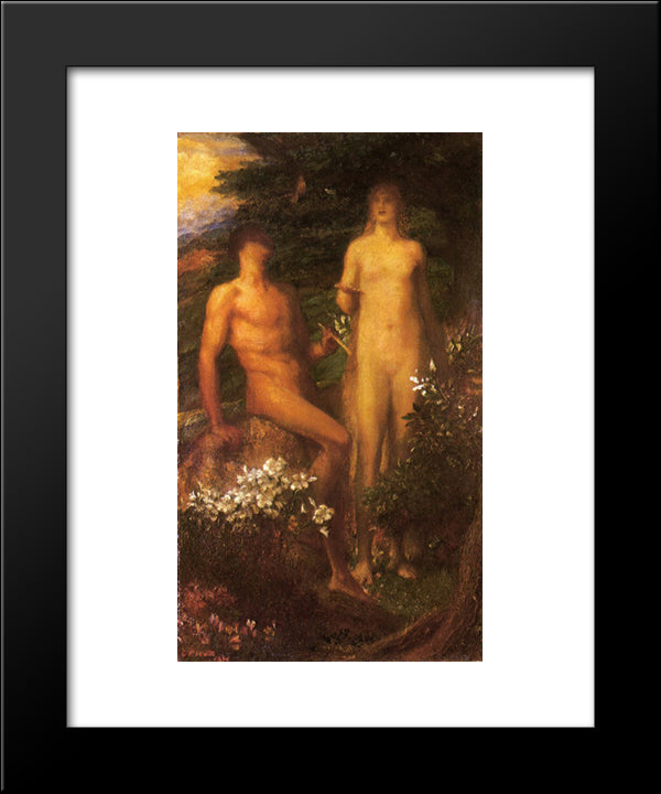 Adam And Eve Before The Temptation 20x24 Black Modern Wood Framed Art Print Poster by Watts, George Frederick