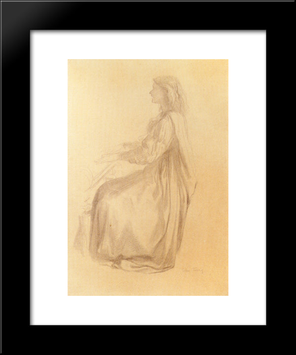 Ellen Terry At The Piano 20x24 Black Modern Wood Framed Art Print Poster by Watts, George Frederick