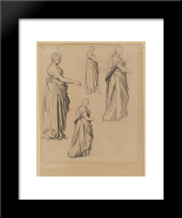 Four Studies Of A Draped Female Figure 20x24 Black Modern Wood Framed Art Print Poster by Watts, George Frederick