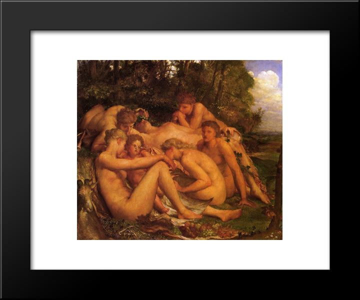 Infancy Of Zeus 20x24 Black Modern Wood Framed Art Print Poster by Watts, George Frederick