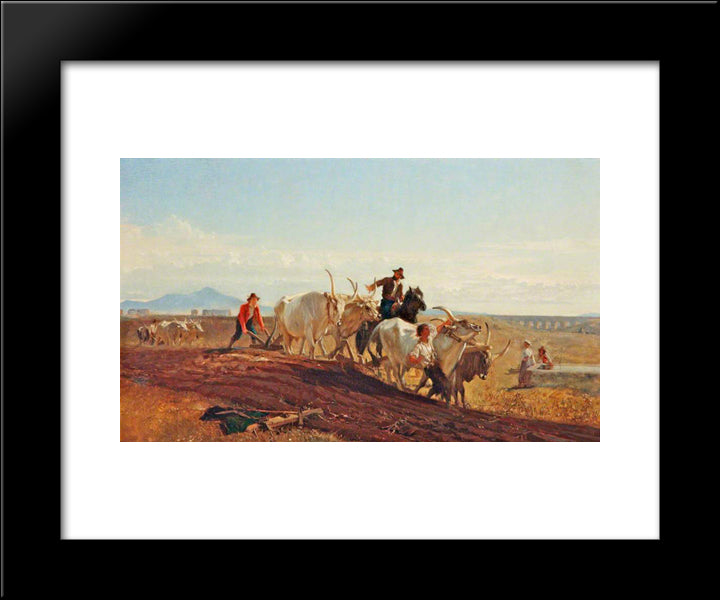 Ploughing In The Campagna 20x24 Black Modern Wood Framed Art Print Poster by Mason, George Hemming