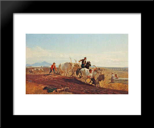 Ploughing In The Campagna 20x24 Black Modern Wood Framed Art Print Poster by Mason, George Hemming