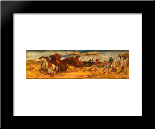 Threshing Corn 20x24 Black Modern Wood Framed Art Print Poster by Mason, George Hemming