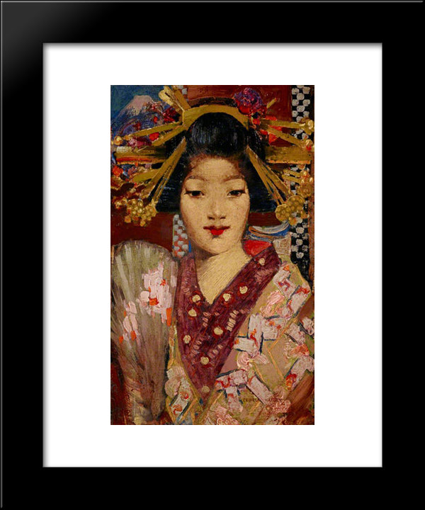 Geisha Girl 20x24 Black Modern Wood Framed Art Print Poster by Henry, George
