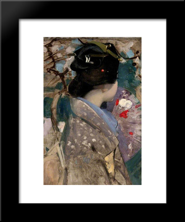 Japanese Lady With A Fan 20x24 Black Modern Wood Framed Art Print Poster by Henry, George