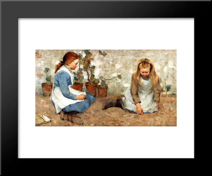 Playmates 20x24 Black Modern Wood Framed Art Print Poster by Henry, George