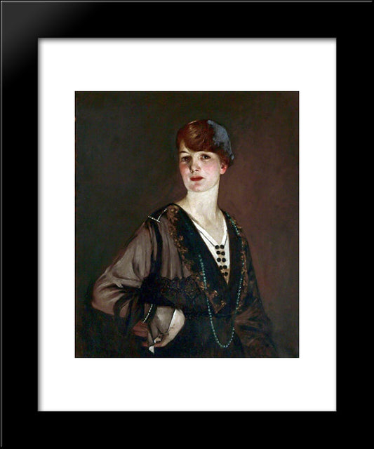 Portrait Of A Lady In Black 20x24 Black Modern Wood Framed Art Print Poster by Henry, George