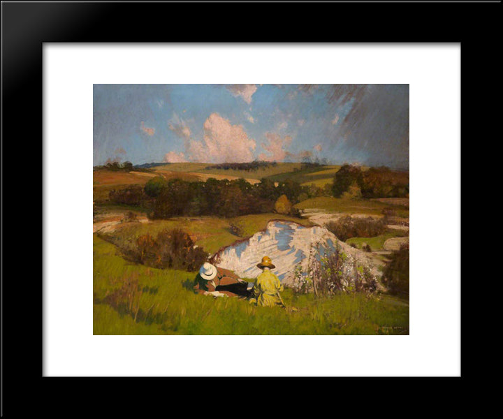 The Chalk Pit 20x24 Black Modern Wood Framed Art Print Poster by Henry, George