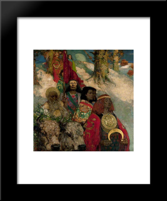 The Druids Bringing In The Mistletoe (Collaboration With Edward Atkinson Hornel) 20x24 Black Modern Wood Framed Art Print Poster by Henry, George