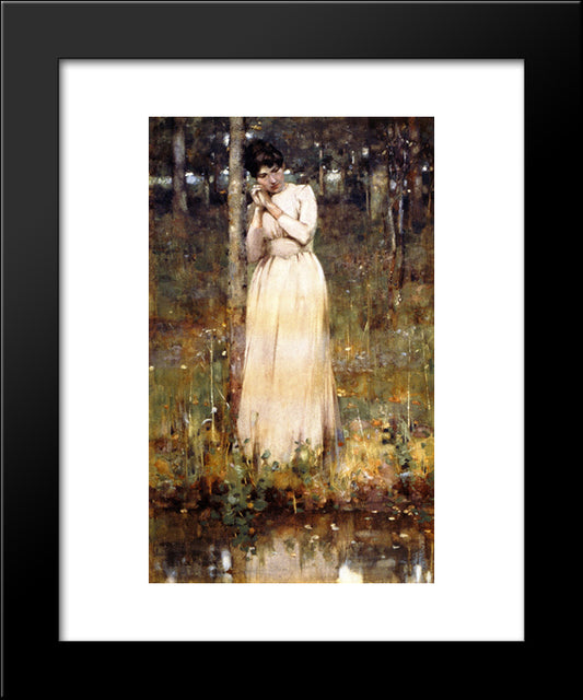 The Girl In White 20x24 Black Modern Wood Framed Art Print Poster by Henry, George