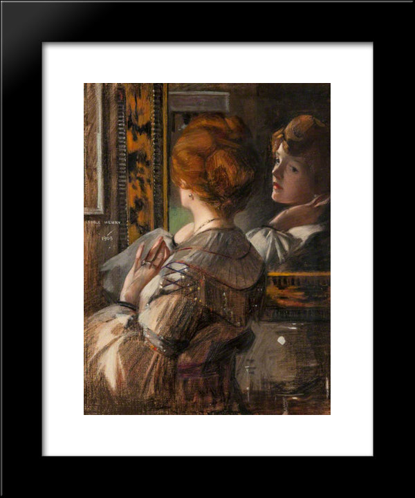 The Tortoiseshell Mirror 20x24 Black Modern Wood Framed Art Print Poster by Henry, George