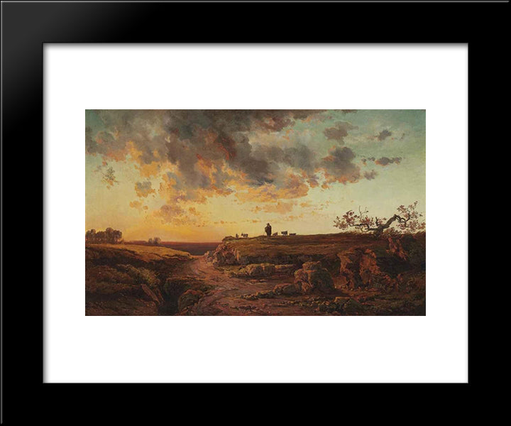 The Goat Herder 20x24 Black Modern Wood Framed Art Print Poster by Inness, George