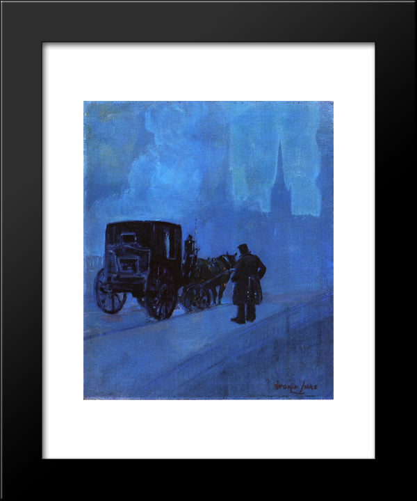 A Foggy Night 20x24 Black Modern Wood Framed Art Print Poster by Luks, George