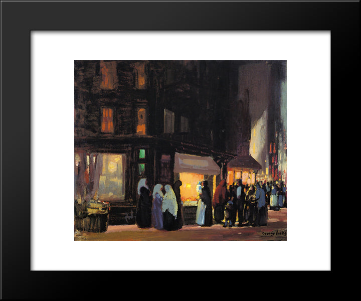 Bleeker And Carmine Streets 20x24 Black Modern Wood Framed Art Print Poster by Luks, George