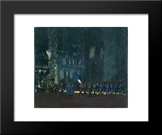 Blue Devils On Fifth Avenue 20x24 Black Modern Wood Framed Art Print Poster by Luks, George