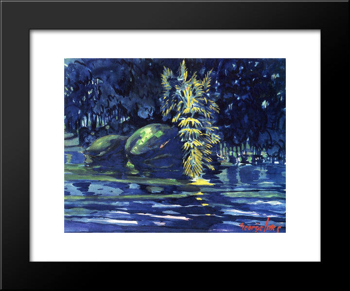 Boulders On A Riverbank 20x24 Black Modern Wood Framed Art Print Poster by Luks, George