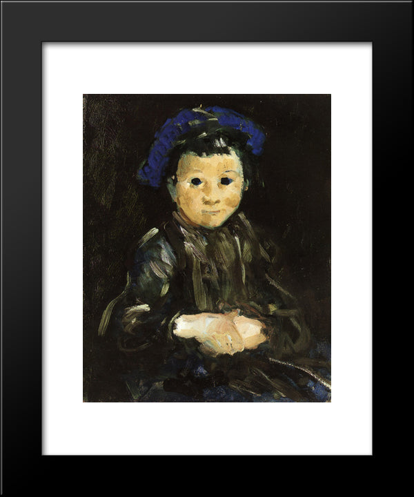 Boy With Blue Cap 20x24 Black Modern Wood Framed Art Print Poster by Luks, George