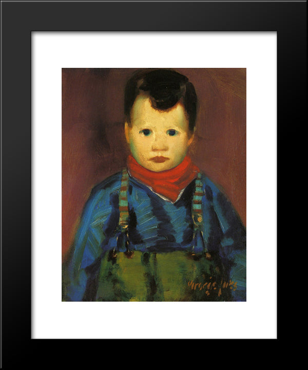 Boy With Suspenders 20x24 Black Modern Wood Framed Art Print Poster by Luks, George