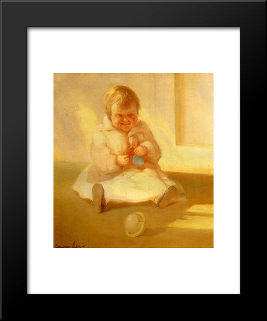 Child With A Toy 20x24 Black Modern Wood Framed Art Print Poster by Luks, George