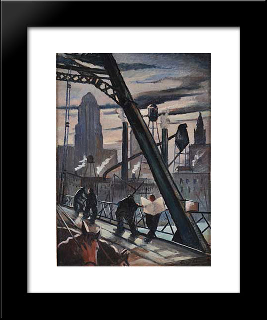 City Scene 20x24 Black Modern Wood Framed Art Print Poster by Luks, George