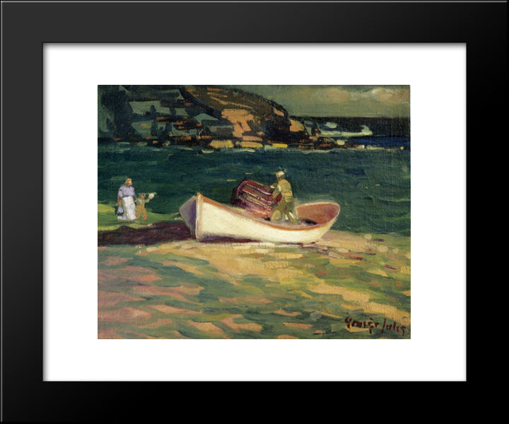 Fisherman, Cape Elizabeth, Maine 20x24 Black Modern Wood Framed Art Print Poster by Luks, George