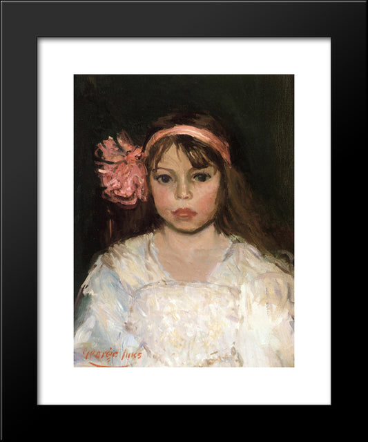 Girl With Pink Ribbon 20x24 Black Modern Wood Framed Art Print Poster by Luks, George