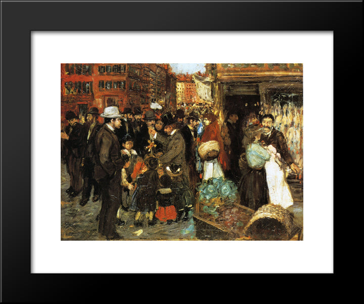 Hester Street 20x24 Black Modern Wood Framed Art Print Poster by Luks, George