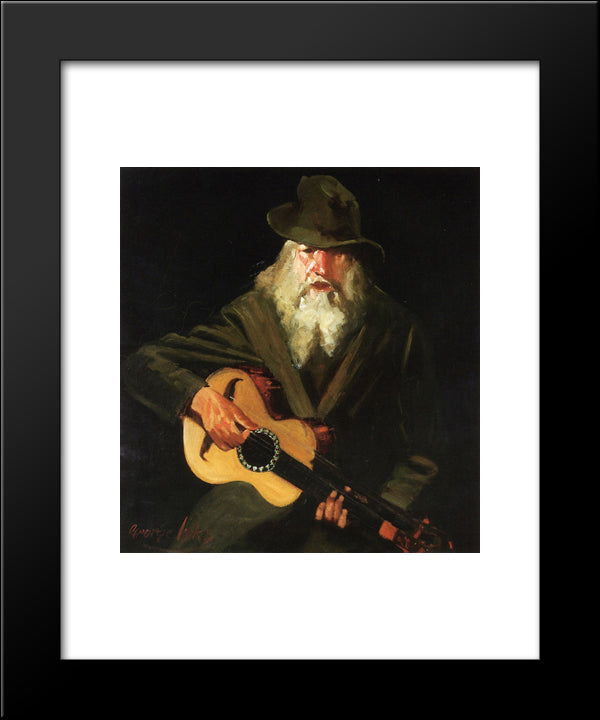 Hobo Musician 20x24 Black Modern Wood Framed Art Print Poster by Luks, George