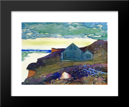 House On The Point 20x24 Black Modern Wood Framed Art Print Poster by Luks, George