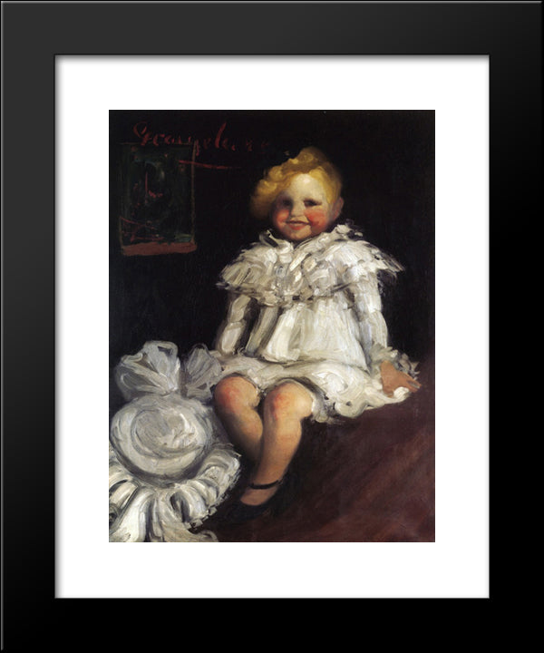 Little Lore With Her Hat 20x24 Black Modern Wood Framed Art Print Poster by Luks, George