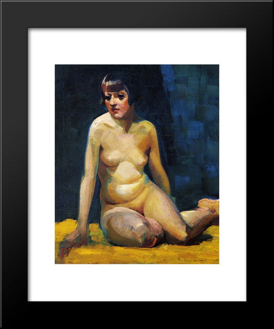 Seated Nude With Bobbed Hair 20x24 Black Modern Wood Framed Art Print Poster by Luks, George