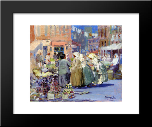 Spring Morning, Houston And Division Streets, New York 20x24 Black Modern Wood Framed Art Print Poster by Luks, George