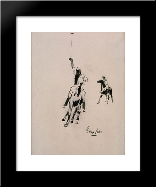 Two Polo Players 20x24 Black Modern Wood Framed Art Print Poster by Luks, George