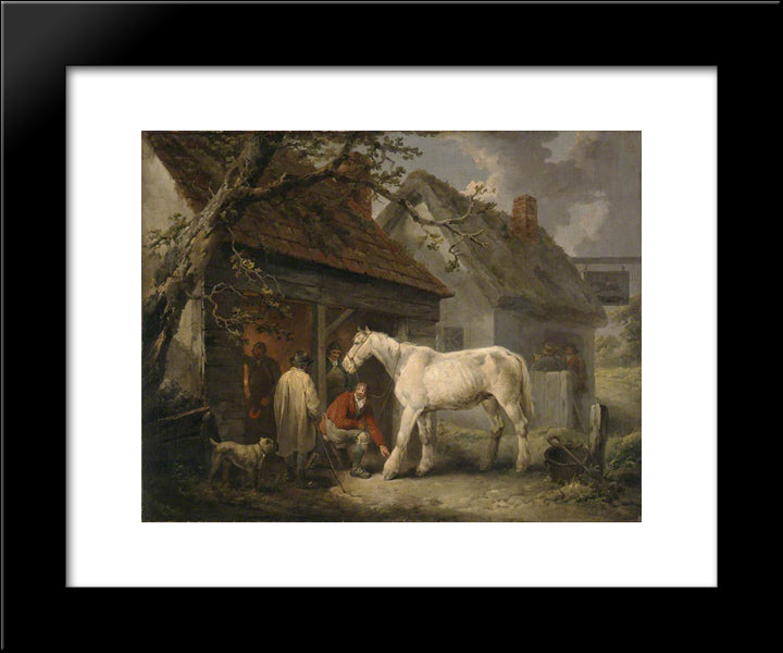 A Farrier'S Shop 20x24 Black Modern Wood Framed Art Print Poster by Morland, George