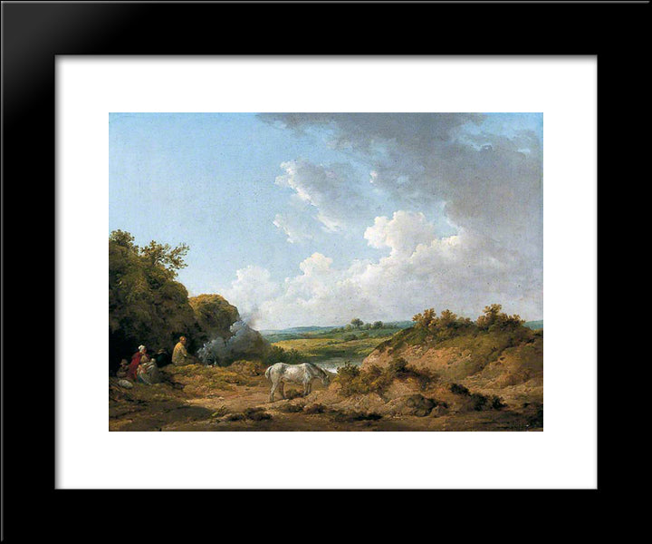 A Gypsy Encampment 20x24 Black Modern Wood Framed Art Print Poster by Morland, George