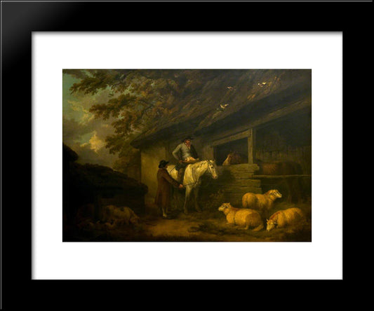 Bargaining For Sheep 20x24 Black Modern Wood Framed Art Print Poster by Morland, George